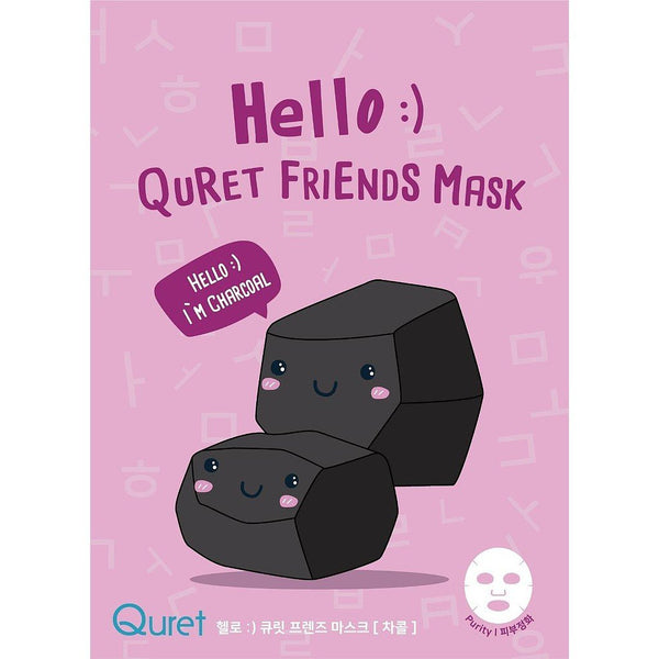 Hello Face Mask :) Quret Friends Mask- Charcoal