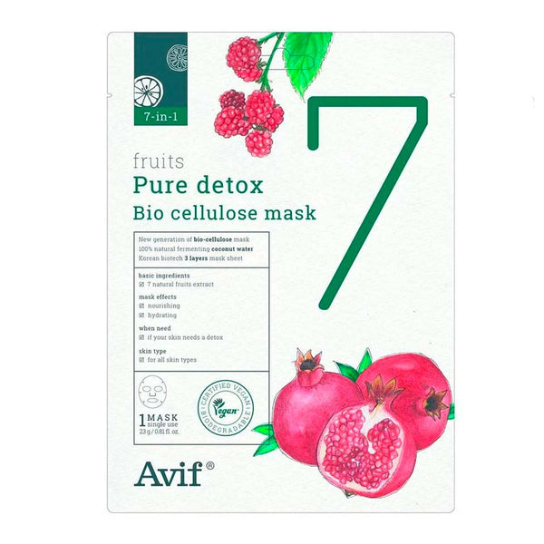 Avif Masque Bio-Cellulose Pure Detox Fruits 7-en-1 Masque Visage 23g