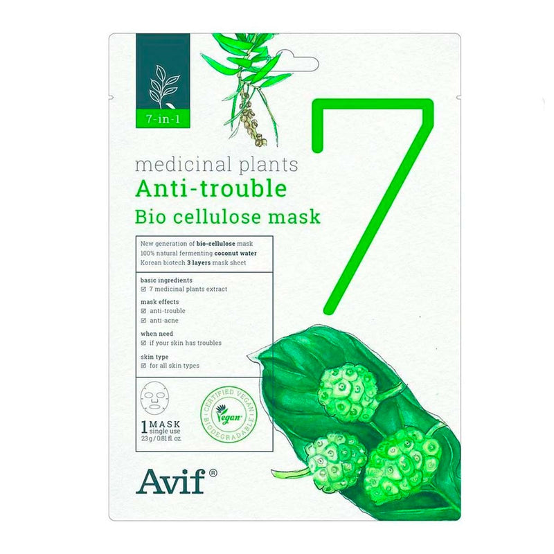 AVIF 7-IN-1 MEDICINAL PLANT ANTI-TROUBLE BIO-CELLULOSE face mask